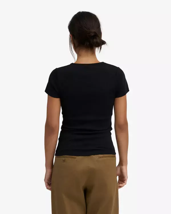 Colorful Standard Organic Rib SS T-Shirt Deep Black Damen Shirt schwarz